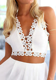White Halter Crop Top