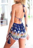 Printed Plunge Neck Romper
