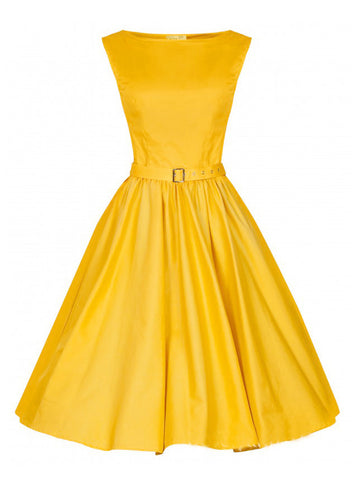 Yellow Vintage Sleeveless Midi Dress