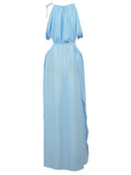 Sky Blue Cut Away Open Waist Split Maxi Dress